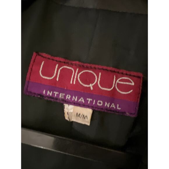 80s Vintage Black Patch Leather Coat Oversized Size Medium Y2K 90s Rare Find - Picture 7 of 11